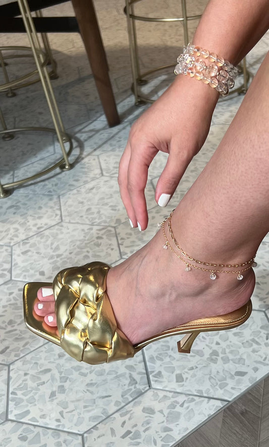 Gold-Filled Chain & Gemstone Dangle Anklet