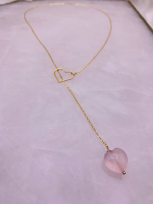 Gemstone Heart Y Necklace